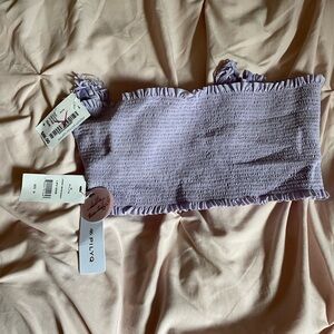 Pilyq Purple Smocked Ruched Tank Top